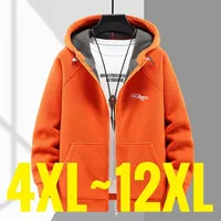 Chemise à capuche à manches longues pour hommes, sweats à capuche zippés, veste chaude, sourire polaire épais, grande taille, 12XL, 10XL Plus, automne, hiver, 2024 1
